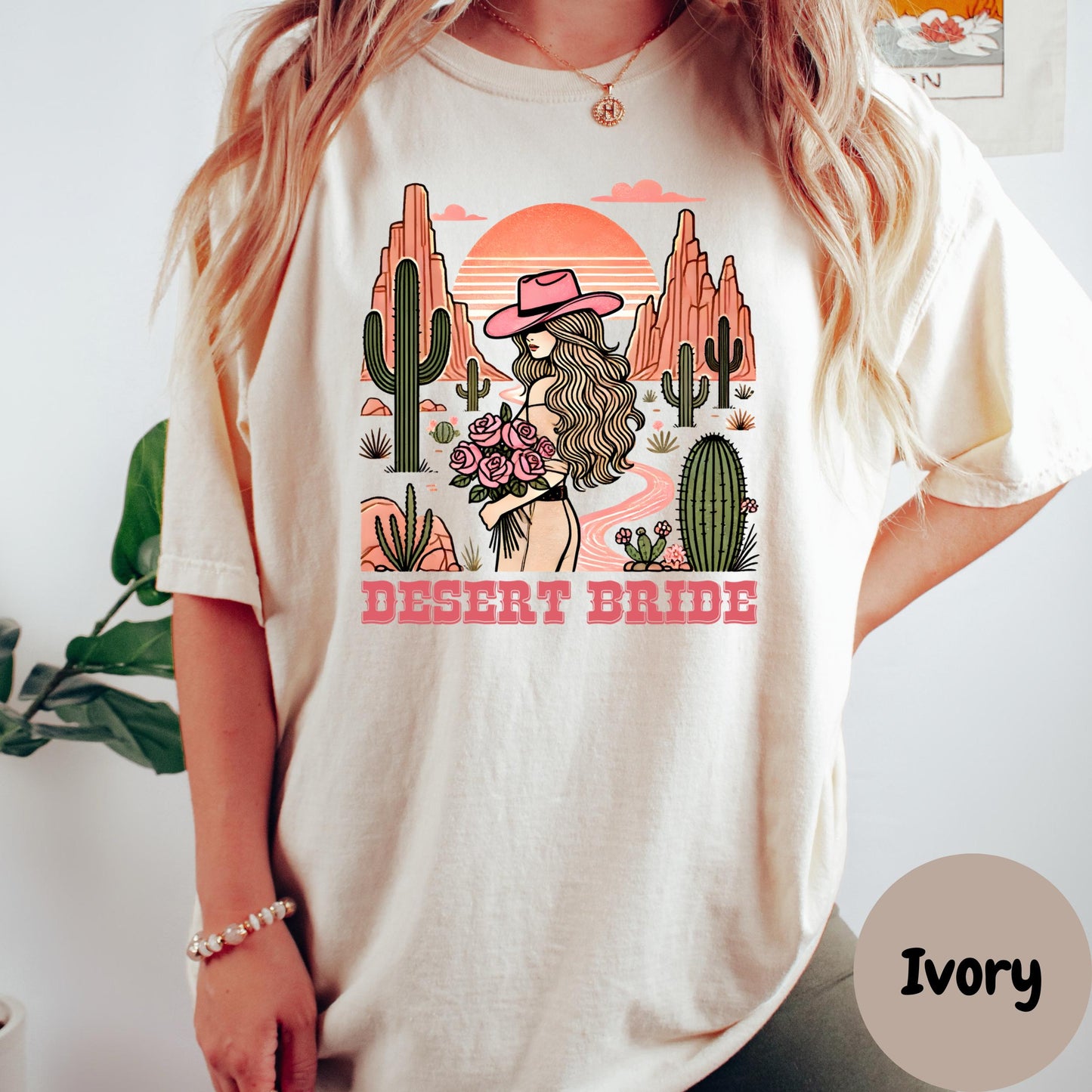 Desert Bride Comfort Colors® Shirt, Western Boho Bachelorette Tee, Cactus Wedding Shirt, Cowgirl Bride Shirt, Sunset Country Bride Gift
