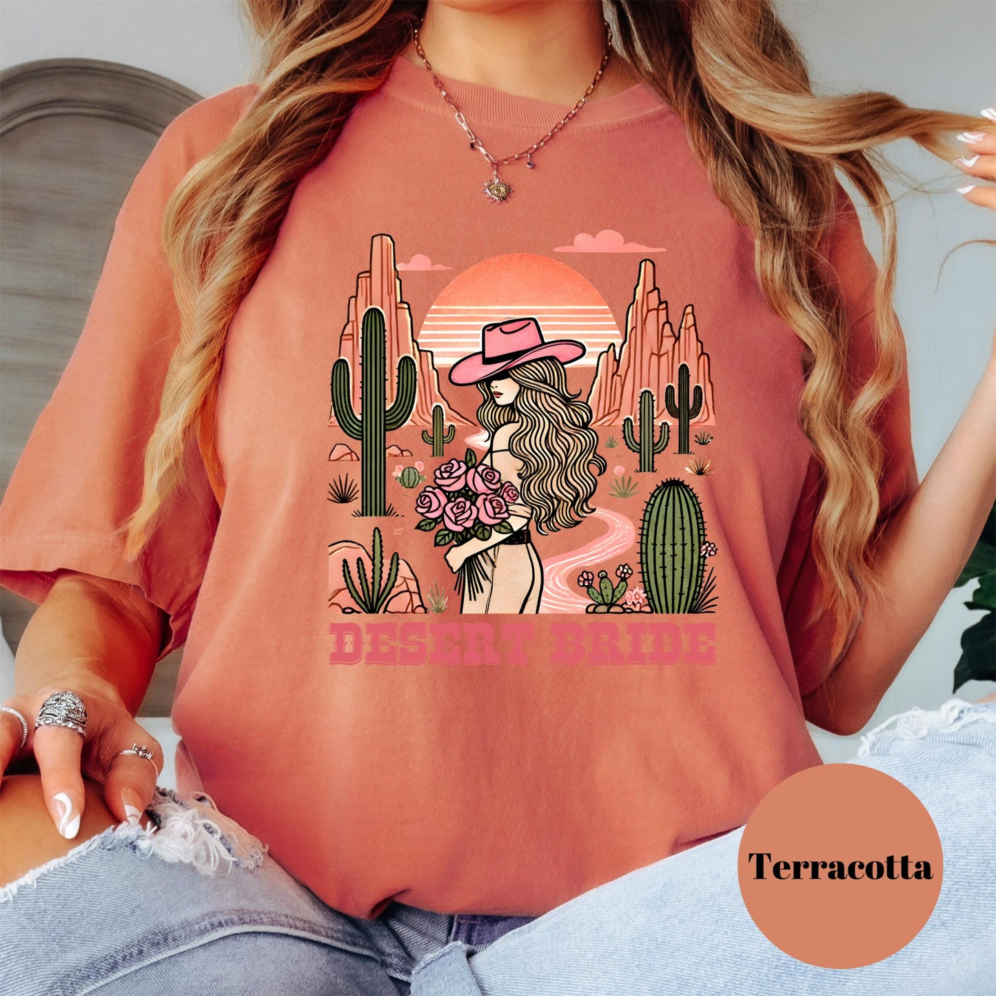 Desert Bride Comfort Colors® Shirt, Western Boho Bachelorette Tee, Cactus Wedding Shirt, Cowgirl Bride Shirt, Sunset Country Bride Gift
