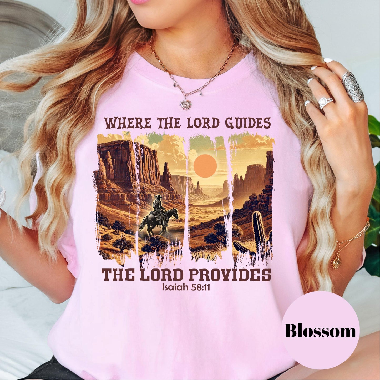 Where the Lord Guides Comfort Colors® Shirt, Isaiah 58:11 Western Faith Tee, Christian Cowgirl Shirt, Bible Verse Shirt, Religious Tee