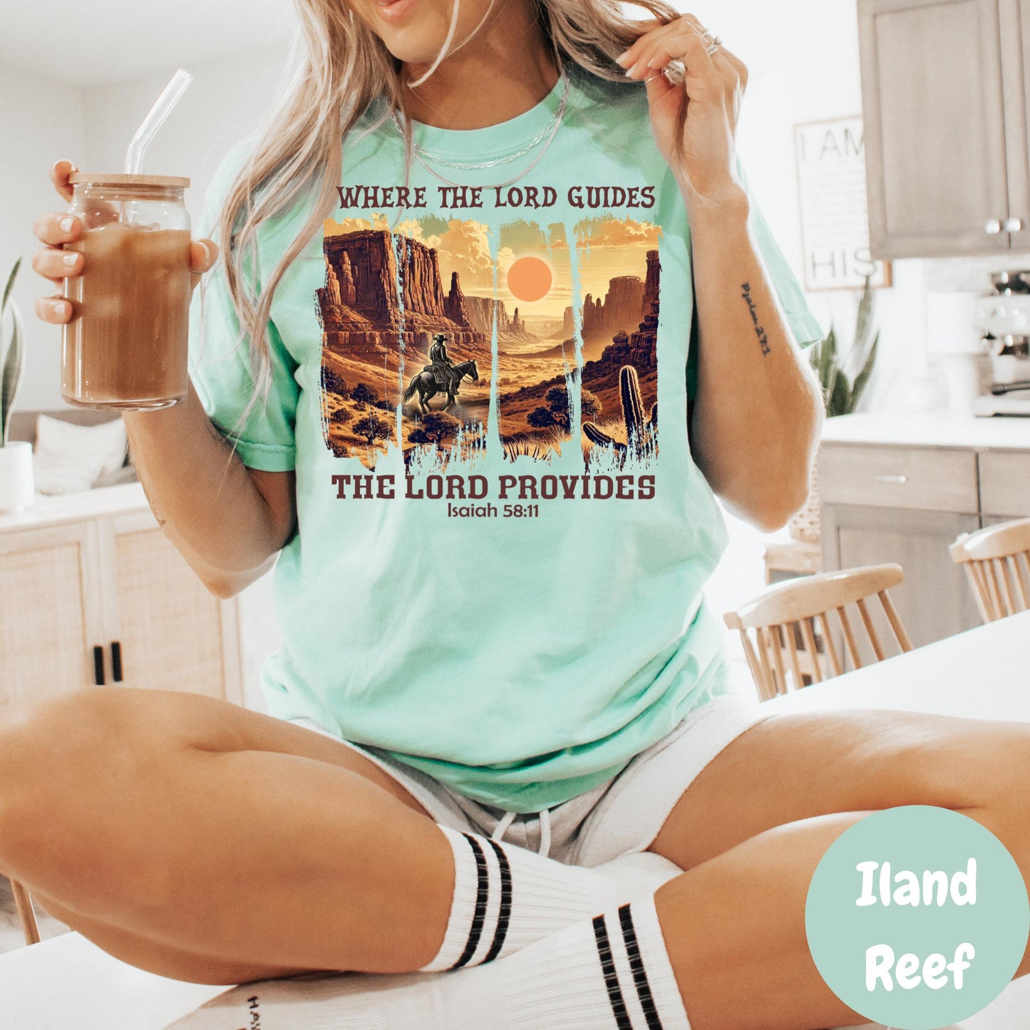 Where the Lord Guides Comfort Colors® Shirt, Isaiah 58:11 Western Faith Tee, Christian Cowgirl Shirt, Bible Verse Shirt, Religious Tee