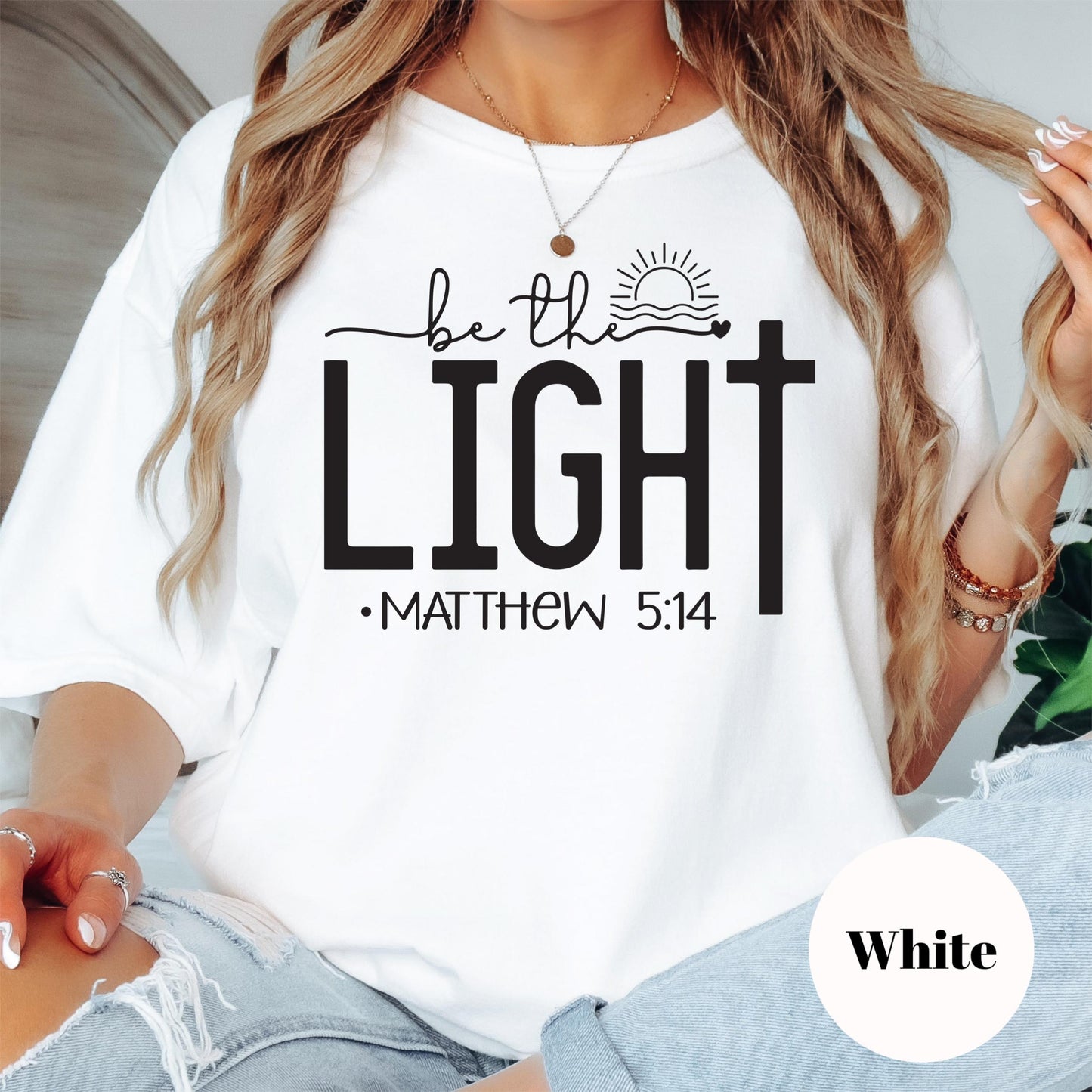 Be the Light Comfort Colors® Shirt, Matthew 5:14 Bible Verse Shirt, Christian Encouragement Tee, Inspirational Scripture Shirt for Women