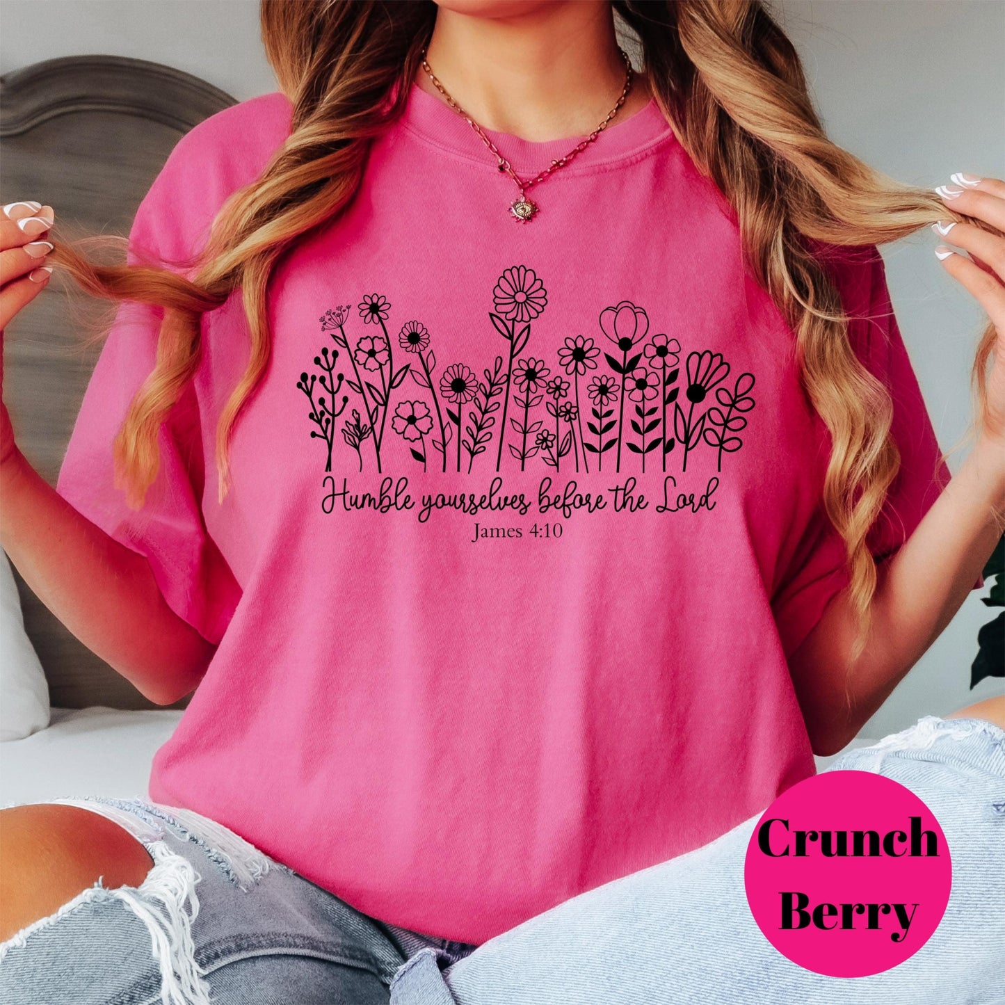 James 4:10 Bible Verse Shirt, Comfort Colors® Shirt, Humble Yourselves Shirt, Christian Floral Tee, Faith Shirt, Scripture Gift for Her