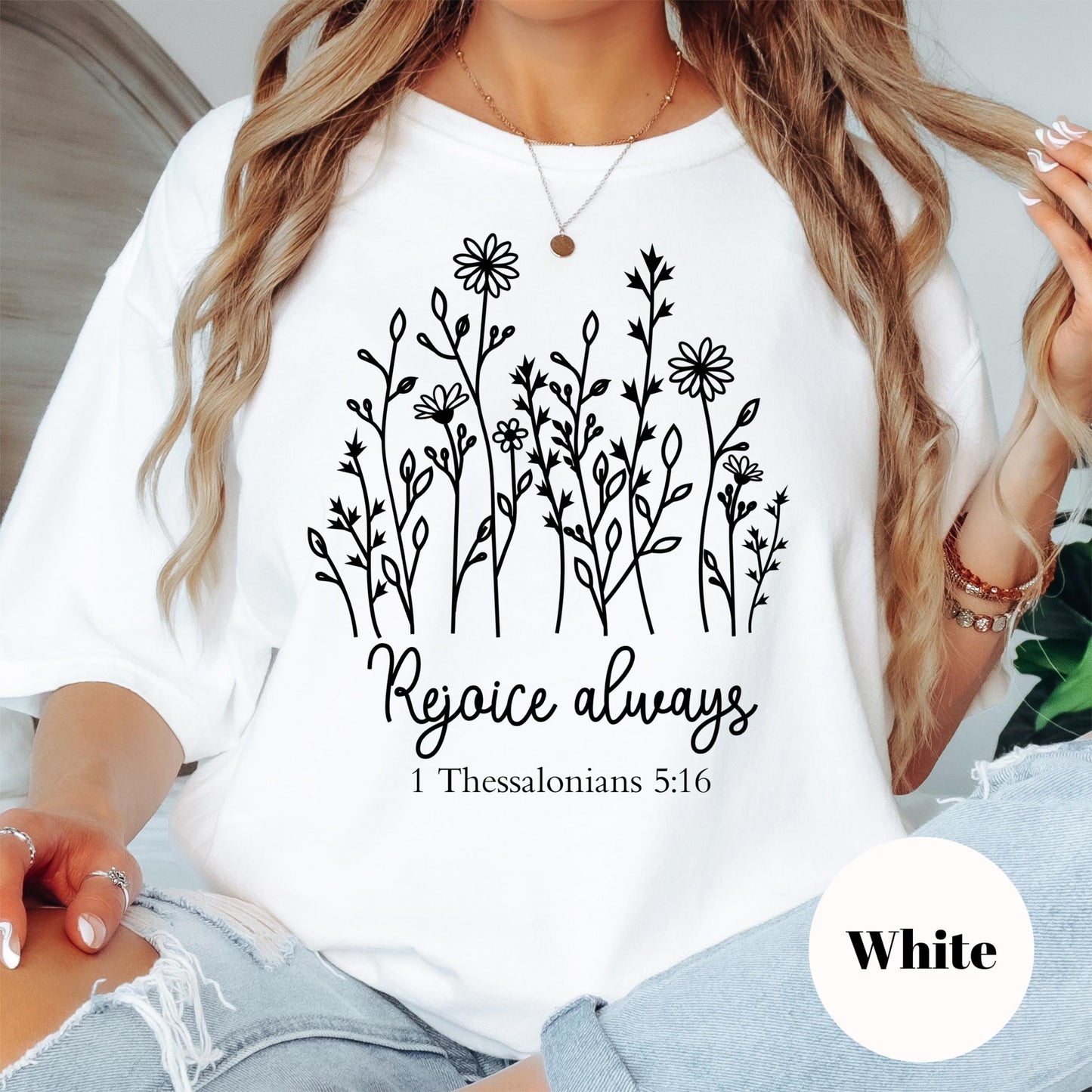 1 Thessalonians 5:16 Bible Verse Shirt, Comfort Colors® Shirt, Rejoice Always Tee, Christian Shirt, Scripture Shirt, Faith Gift for Her