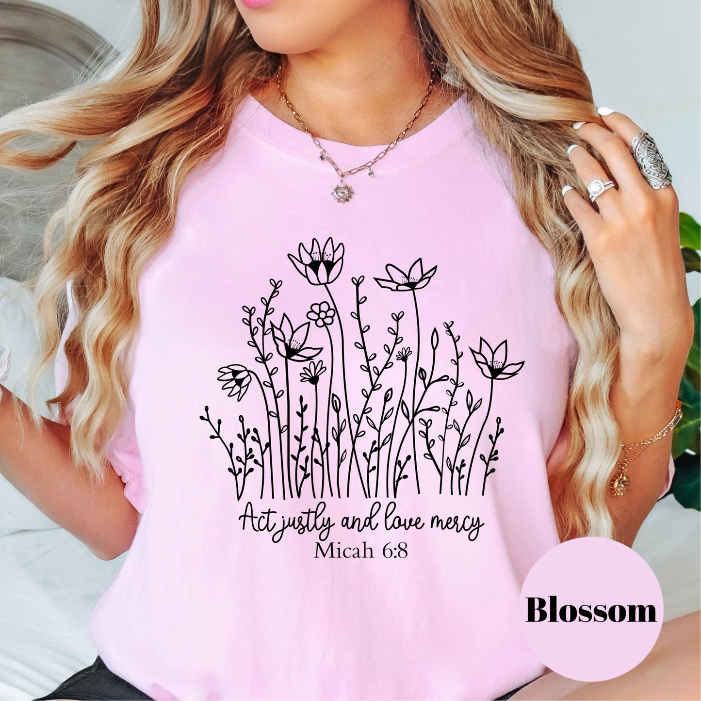 Micah 6:8 Bible Verse Shirt, Comfort Colors® Shirt, Christian Floral tee, Faith-Based Tee, Inspirational Scripture top, Religious Gift