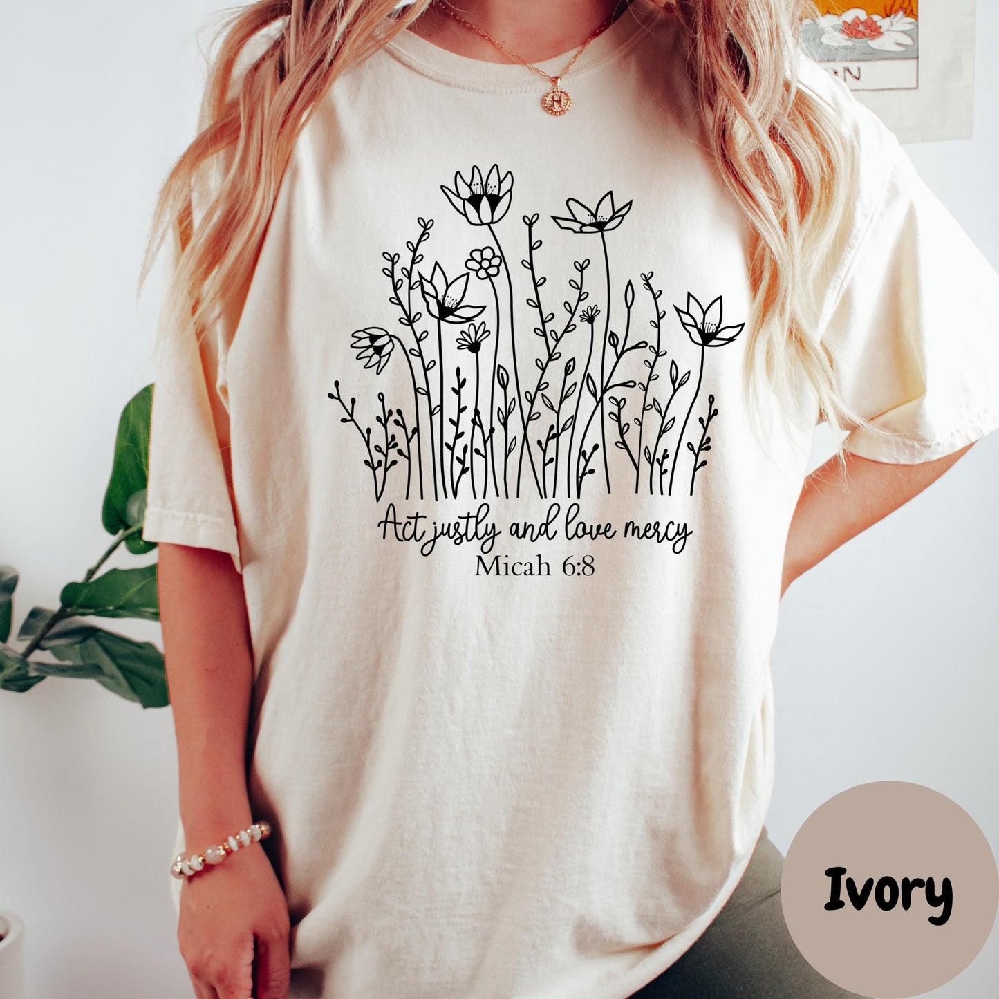Micah 6:8 Bible Verse Shirt, Comfort Colors® Shirt, Christian Floral tee, Faith-Based Tee, Inspirational Scripture top, Religious Gift