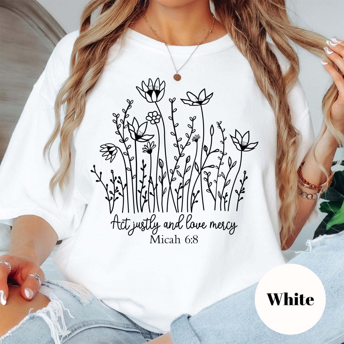 Micah 6:8 Bible Verse Shirt, Comfort Colors® Shirt, Christian Floral tee, Faith-Based Tee, Inspirational Scripture top, Religious Gift