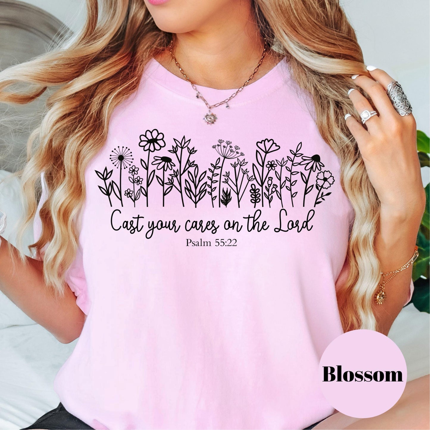 Cast Your Cares Psalm 55:22 Shirt, Comfort Colors® Shirt, Christian Tee for Women, Bible Verse Shirt, Scripture Shirt, Faith Gift Idea