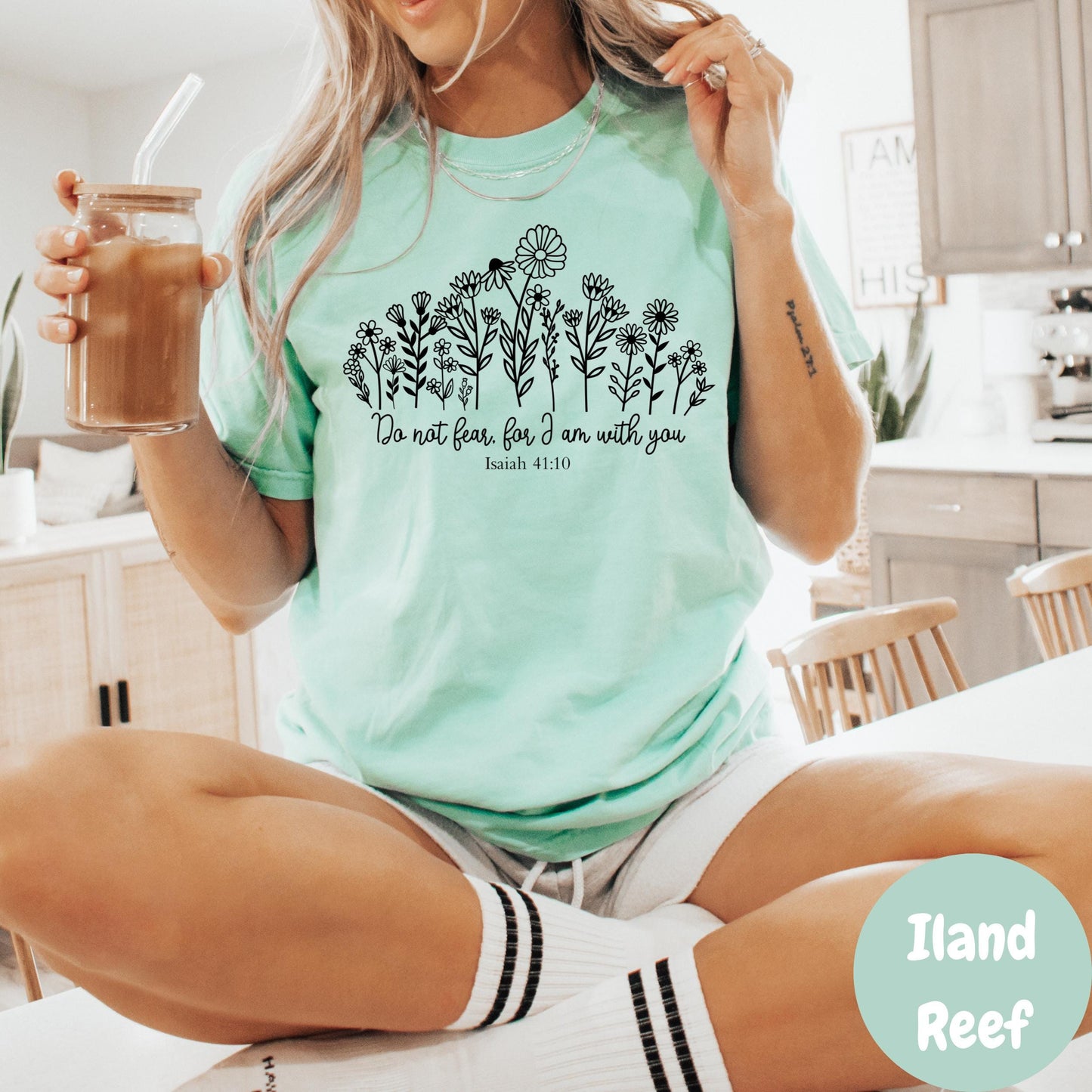 Do Not Fear Isaiah 41:10 Shirt, Floral Comfort Colors® Shirt, Bible Verse Shirt, Christian Shirt for Women, Scripture Tee, Faith Gift Idea