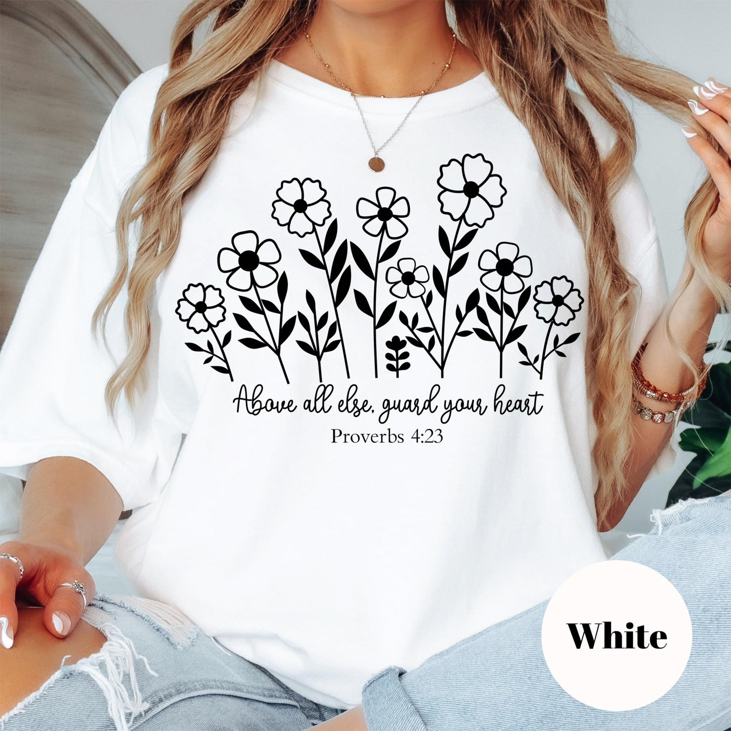 Guard Your Heart Proverbs 4:23 Shirt, Floral Comfort Colors® Shirt, Christian Shirt for Women, Bible Verse Tee, Faith Shirt, Scripture Gift