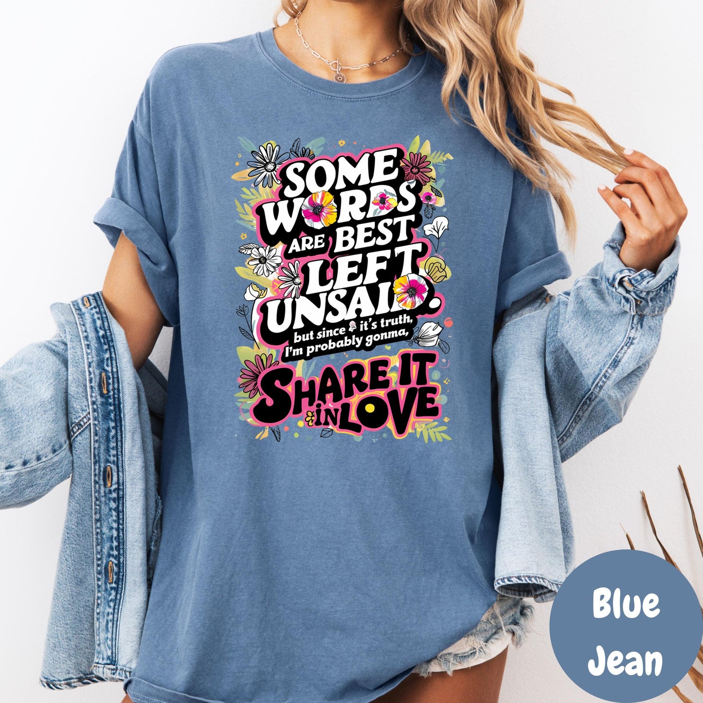 Share It in Love Shirt, Comfort Colors® Christian Tee, Speak Truth with Love Shirt, Bold Floral Bible Tee, Faith and Sass Shirt