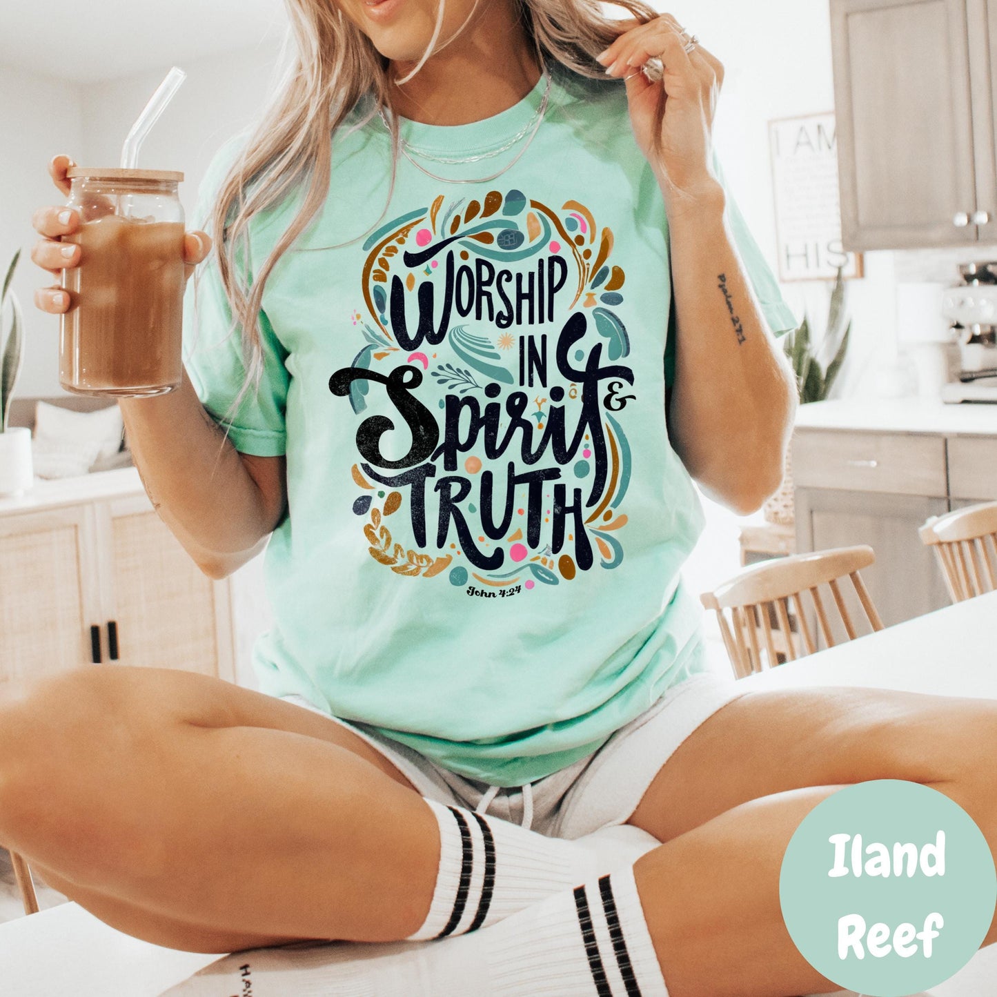 Worship in Spirit & Truth Shirt, Comfort Colors® John 4:24 Tee, Christian Retro Style Shirt, Bible Verse Shirt for Women, Faith T-Shirt Gift