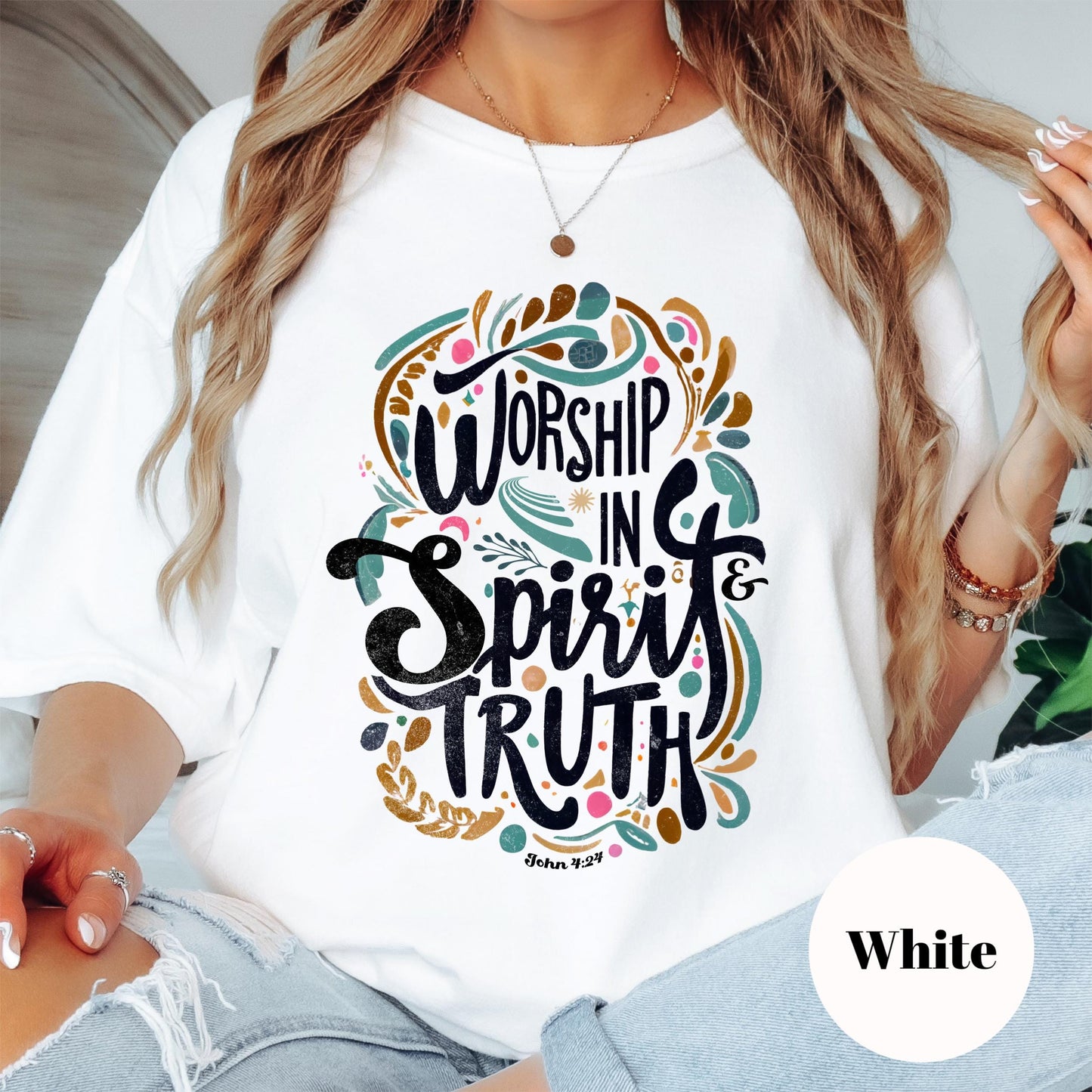 Worship in Spirit & Truth Shirt, Comfort Colors® John 4:24 Tee, Christian Retro Style Shirt, Bible Verse Shirt for Women, Faith T-Shirt Gift