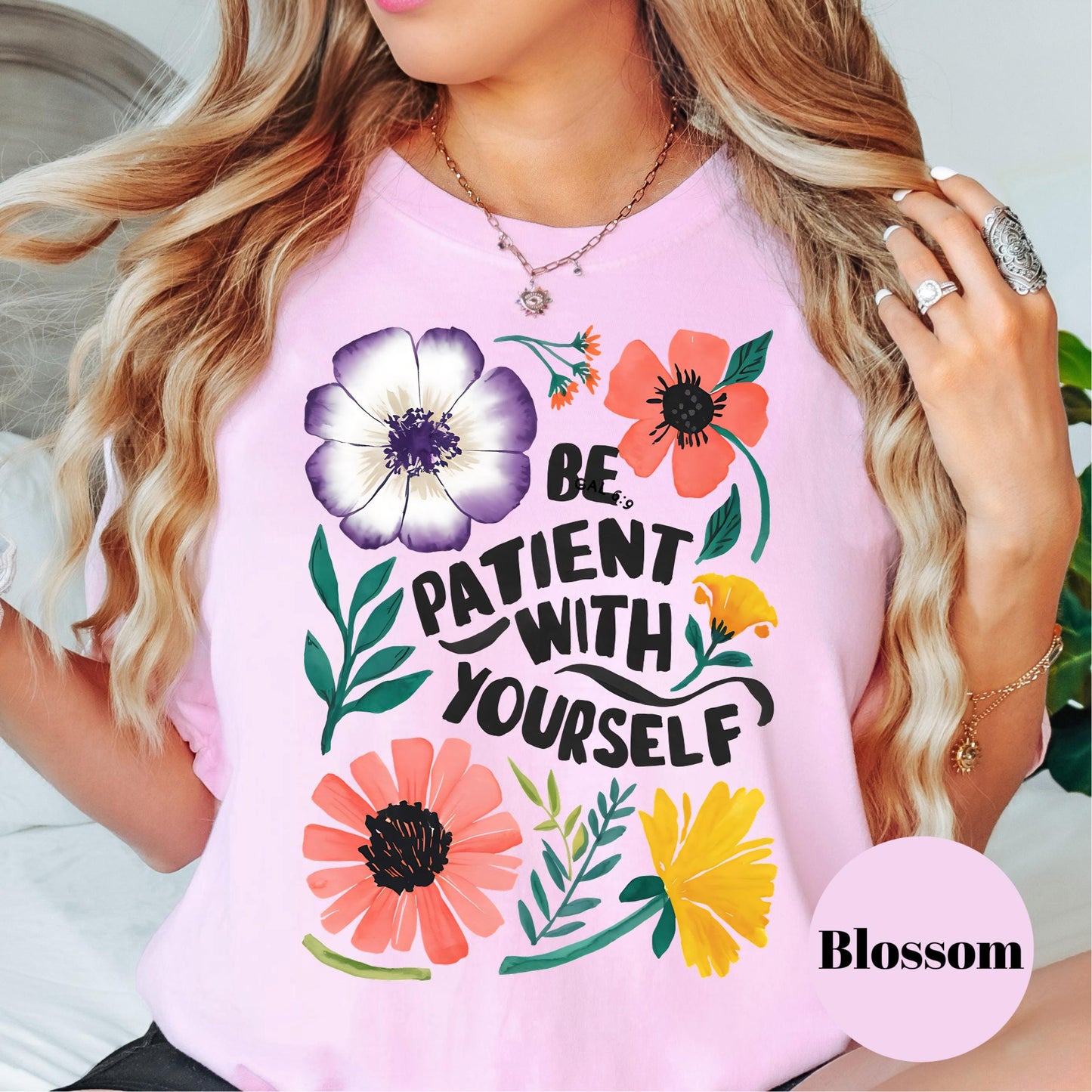 Be Patient With Yourself Shirt, Comfort Colors® Mental Health Tee, Floral Inspirational Shirt, Self Love Quote Shirt, Motivational Gift