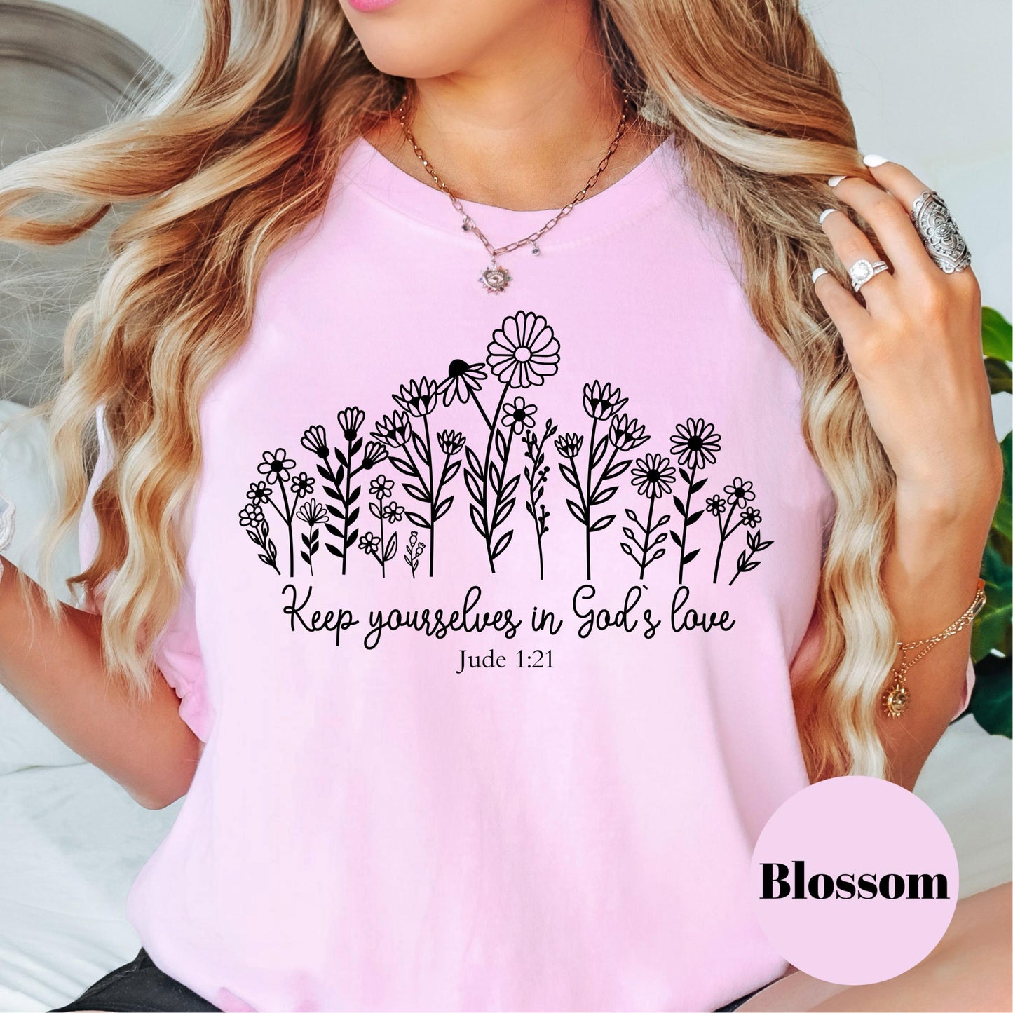 Keep Yourself in God's Love Shirt, Jude 1:21 Comfort Colors® Shirt, Christian Floral Tee, Bible Verse Shirt for Women, Encouragement Gift