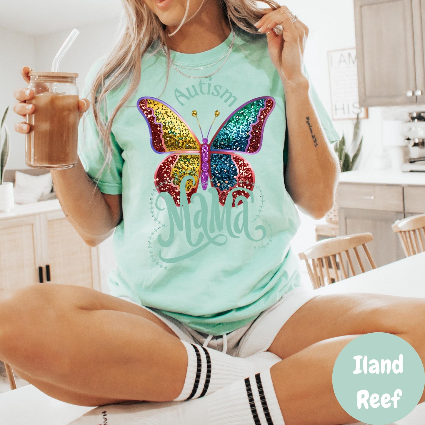 Autism Mama Shirt, Comfort Colors® Autism Awareness Shirt, Glitter Butterfly Mom Tee, Support Autism Mom Shirt, Colorful Proud Mama Tee
