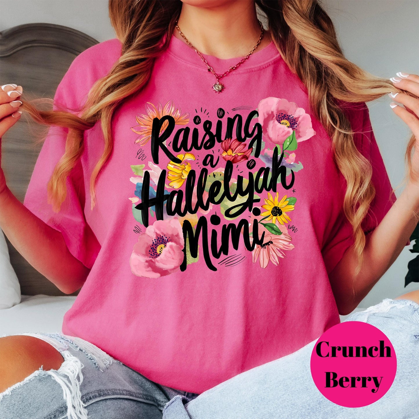 Raising a Hallelujah Mimi Shirt, Comfort Colors® Mimi Tee, Christian Grandmother Shirt, Faith-Based Floral Gift for Mimi, Praise Tee