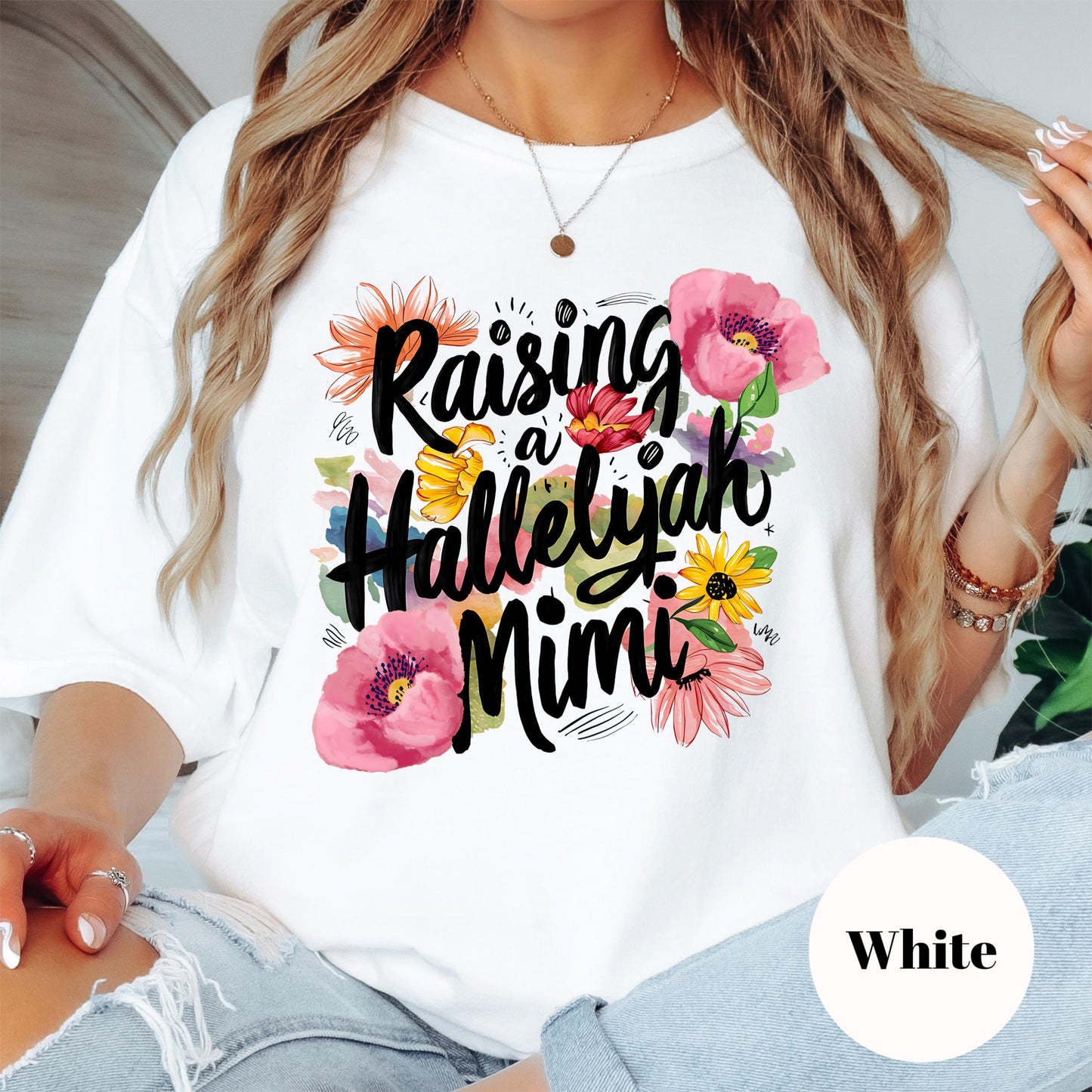 Raising a Hallelujah Mimi Shirt, Comfort Colors® Mimi Tee, Christian Grandmother Shirt, Faith-Based Floral Gift for Mimi, Praise Tee