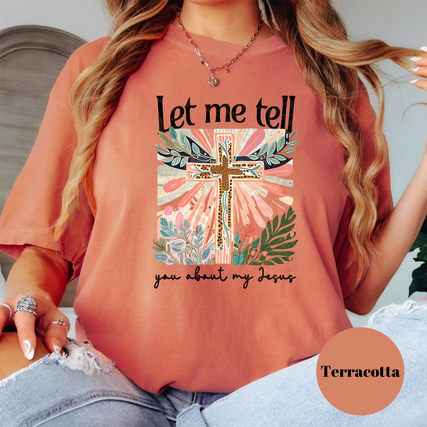 Let Me Tell You About My Jesus Shirt, Comfort Colors® Christian Shirt, Bold Faith Cross Tee, Leopard Print Cross Shirt, Jesus Lover Gift