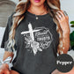 Blessed Trusts in the Lord Shirt, Comfort Colors® Christian Floral Cross Tee, Religious Shirt, Jeremiah 17:7 Shirt, Faith-Based Gift Tee