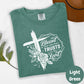 Blessed Trusts in the Lord Shirt, Comfort Colors® Christian Floral Cross Tee, Religious Shirt, Jeremiah 17:7 Shirt, Faith-Based Gift Tee