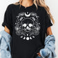 Moon Skull Shirt, Comfort Colors® Gothic Floral Tee, Witchy Aesthetic Shirt, Crescent Moon Graphic Tee, Boho Shirt, Skull and Rose Shirt