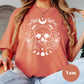 Moon Skull Shirt, Comfort Colors® Gothic Floral Tee, Witchy Aesthetic Shirt, Crescent Moon Graphic Tee, Boho Shirt, Skull and Rose Shirt