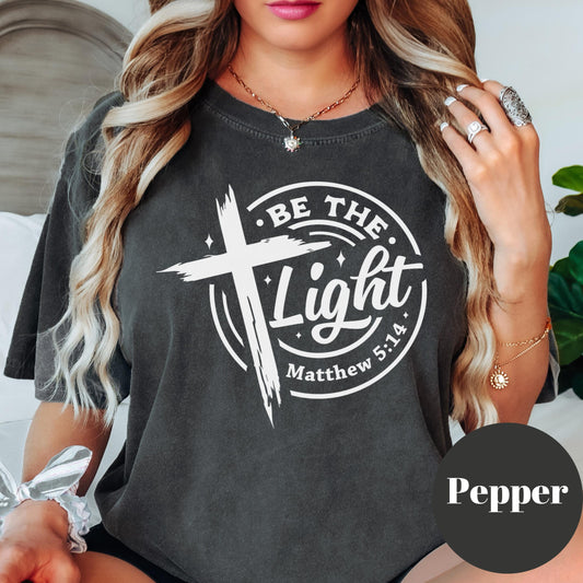 Be the Light Shirt, Comfort Colors® Christian Shirt, Matthew 5:14 Tee, Faith-Based Shirt, Inspirational Bible Verse Shirt, Christian Gift