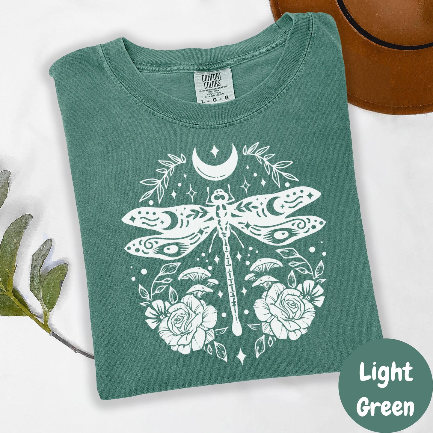 Mystical Dragonfly Moon Shirt, Comfort Colors® Boho Graphic Tee, Spiritual Nature Shirt, Witchy Aesthetic Tee, Lunar Moth Shirt