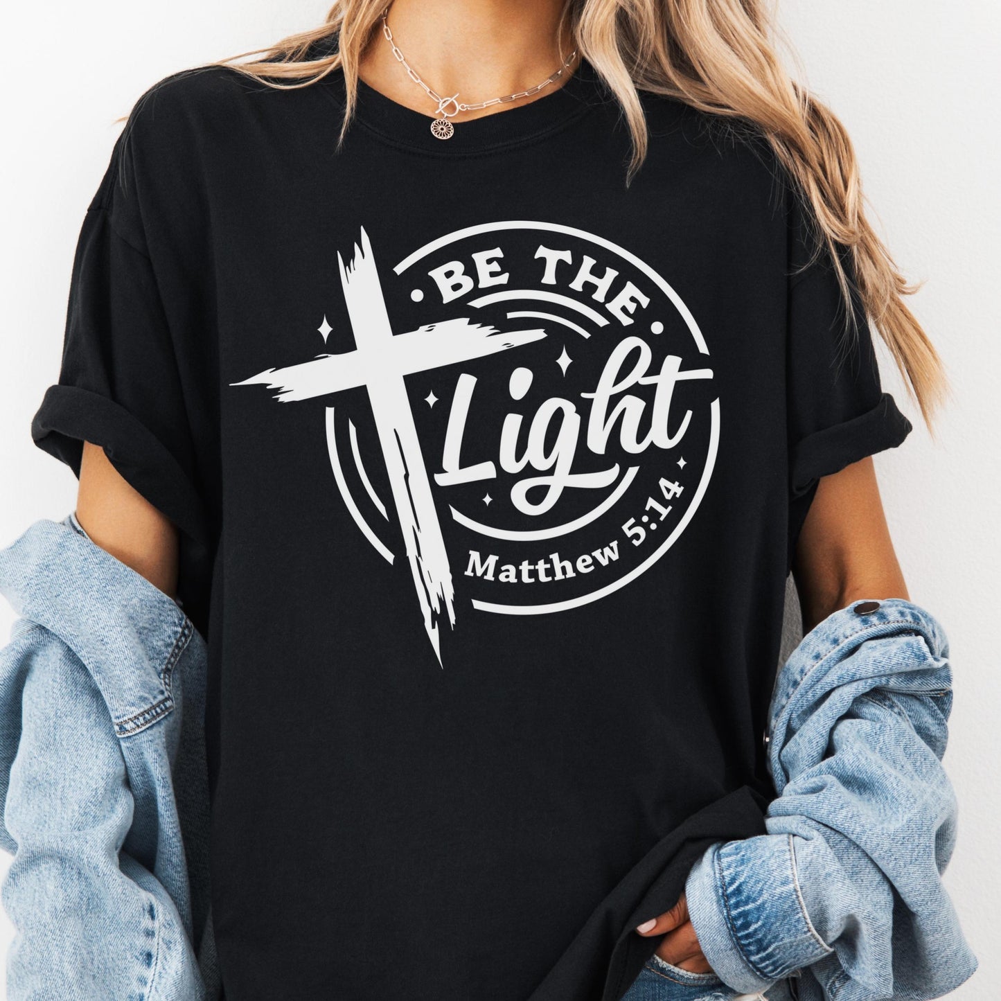 Be the Light Shirt, Comfort Colors® Christian Shirt, Matthew 5:14 Tee, Faith-Based Shirt, Inspirational Bible Verse Shirt, Christian Gift