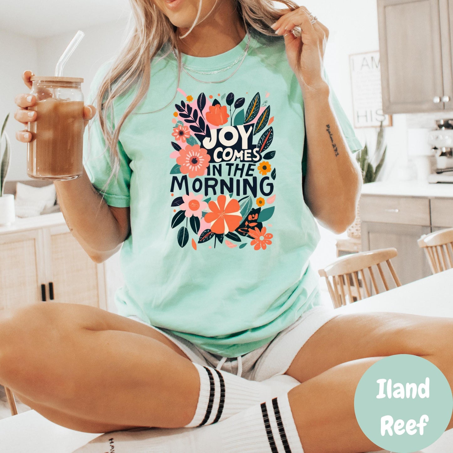 Joy Comes in the Morning Shirt, Comfort Colors® Bible Verse Tee, Christian Shirt, Faith-Based Gift for Her, Encouraging Scripture Shirt