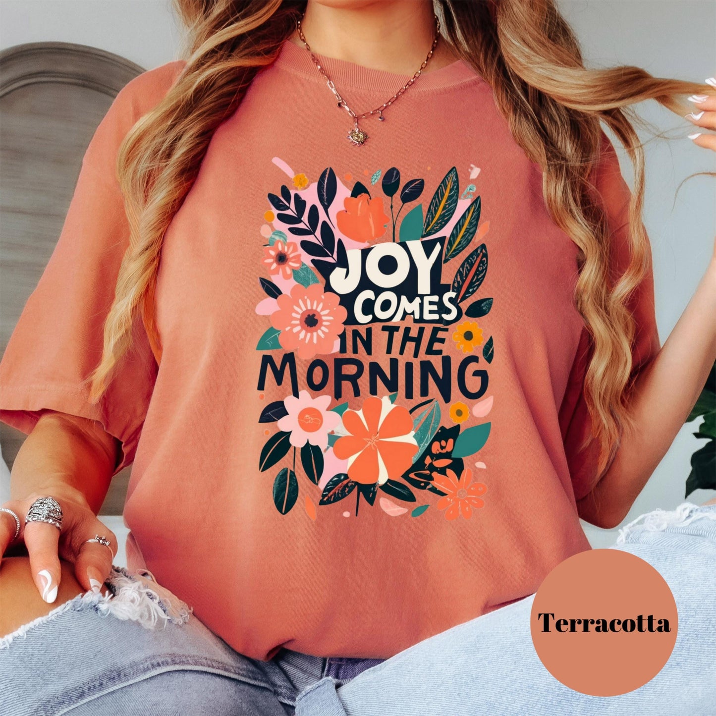 Joy Comes in the Morning Shirt, Comfort Colors® Bible Verse Tee, Christian Shirt, Faith-Based Gift for Her, Encouraging Scripture Shirt