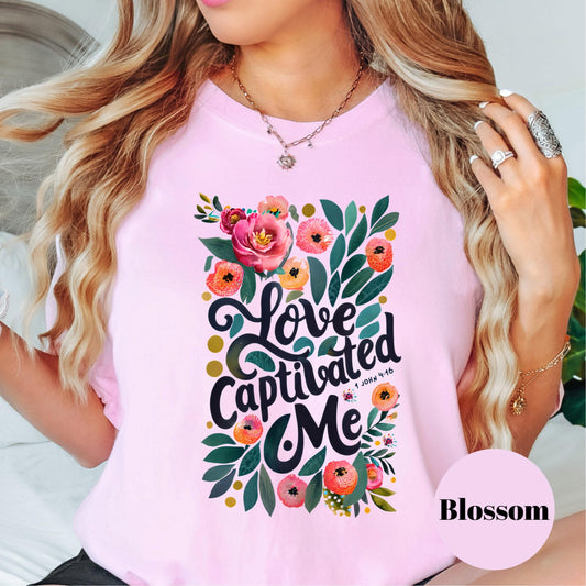 Love Captivated Me Shirt, Comfort Colors® Bible Verse Tee, Song of Songs 4:9 Shirt, Floral Christian Shirt, Faith-Based Shirt for Women