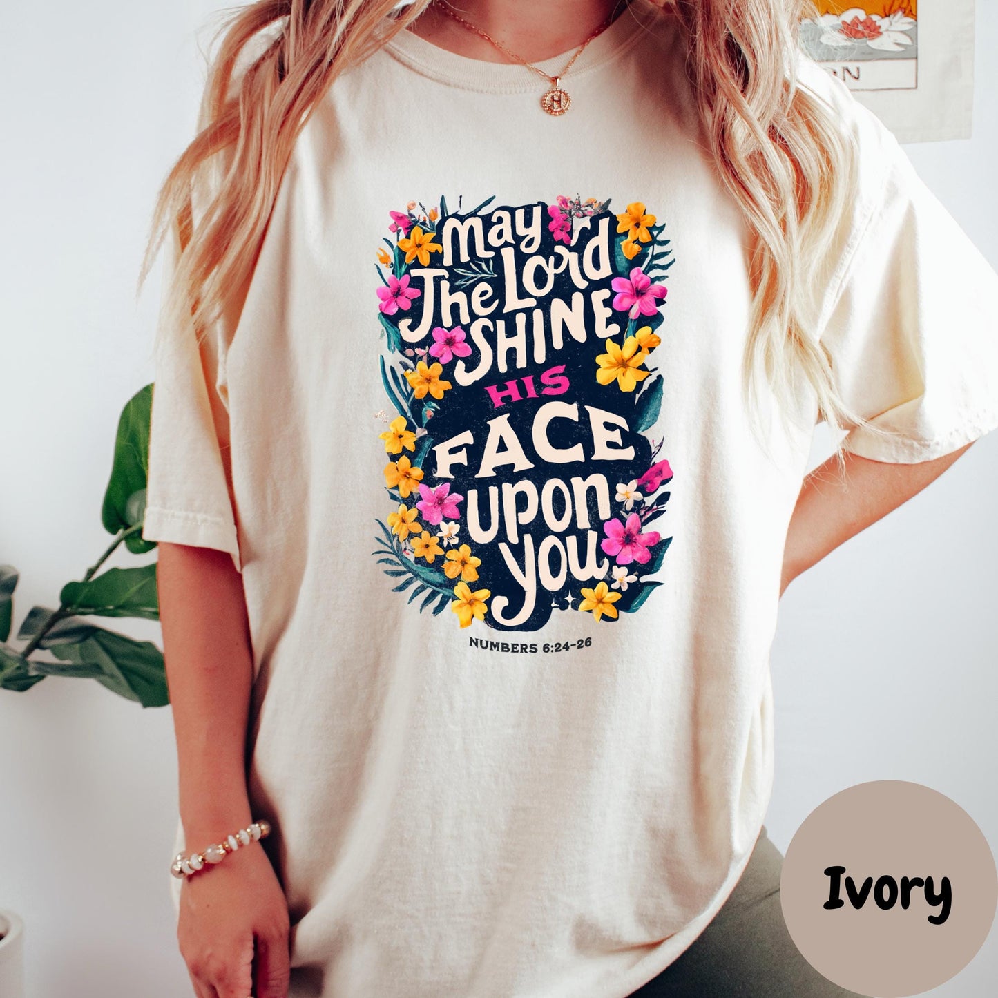 May the Lord Shine Shirt, Comfort Colors® Christian Tee, Numbers 6:24-26 Floral Shirt, Faith-Based Graphic Tee, Blessing Bible Verse Shirt
