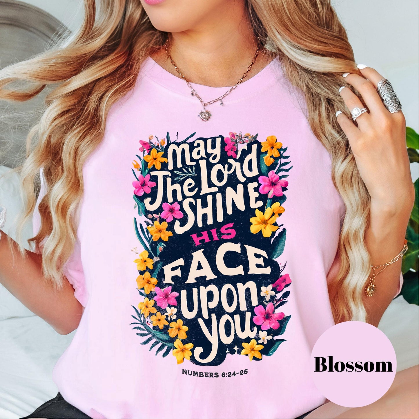 May the Lord Shine Shirt, Comfort Colors® Christian Tee, Numbers 6:24-26 Floral Shirt, Faith-Based Graphic Tee, Blessing Bible Verse Shirt