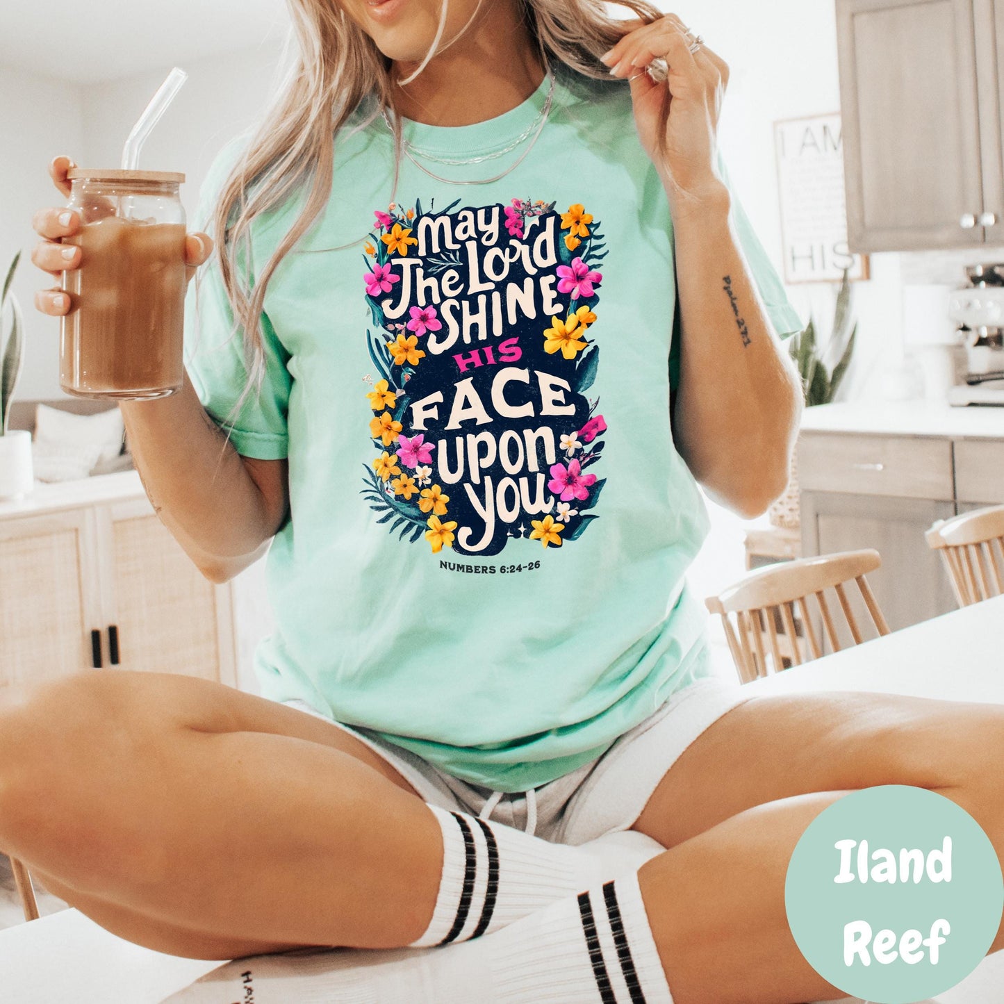 May the Lord Shine Shirt, Comfort Colors® Christian Tee, Numbers 6:24-26 Floral Shirt, Faith-Based Graphic Tee, Blessing Bible Verse Shirt