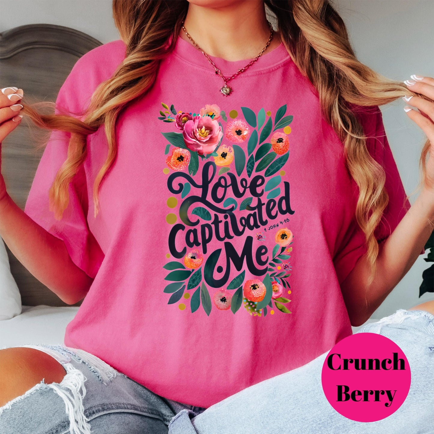 Love Captivated Me Shirt, Comfort Colors® Bible Verse Tee, Song of Songs 4:9 Shirt, Floral Christian Shirt, Faith-Based Shirt for Women