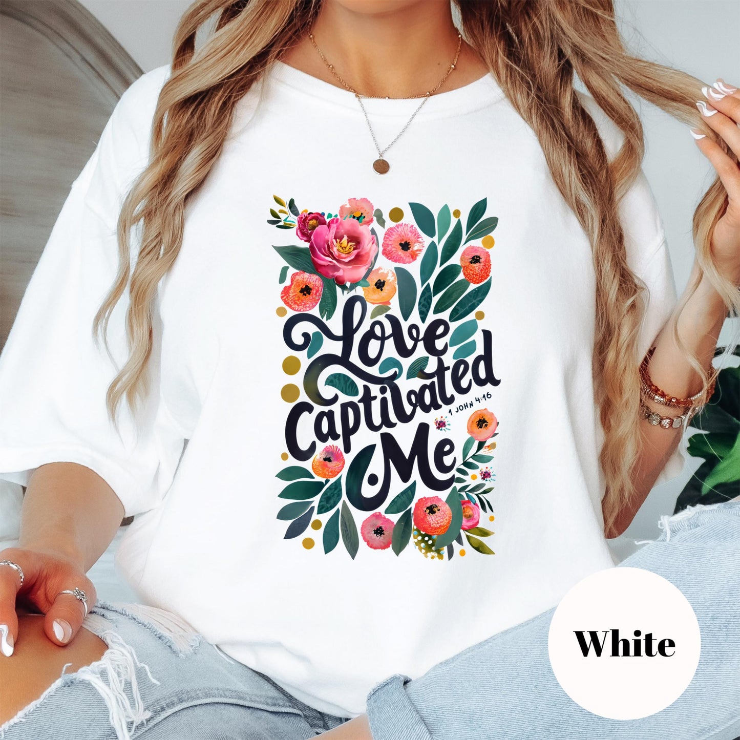 Love Captivated Me Shirt, Comfort Colors® Bible Verse Tee, Song of Songs 4:9 Shirt, Floral Christian Shirt, Faith-Based Shirt for Women