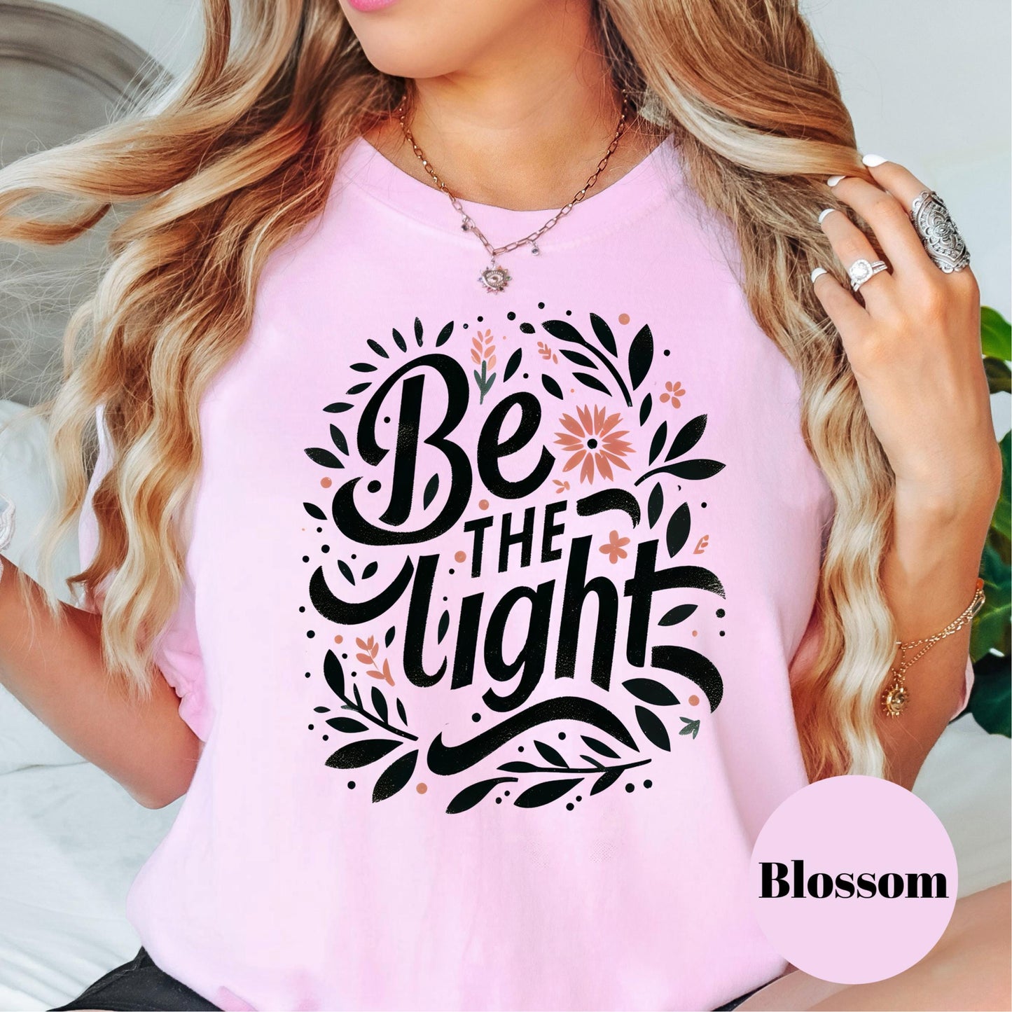 Be the Light Comfort Colors® Shirt, Christian Floral Tee, Faith Graphic Shirt for Women, Inspirational Bible Verse Shirt, Positive Gift Tee