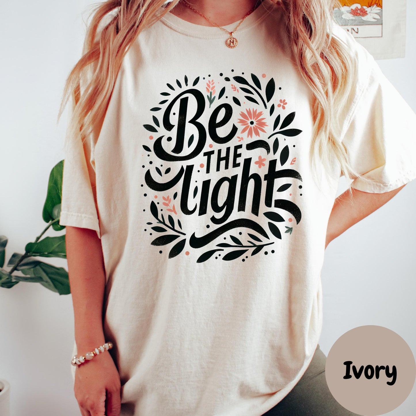 Be the Light Comfort Colors® Shirt, Christian Floral Tee, Faith Graphic Shirt for Women, Inspirational Bible Verse Shirt, Positive Gift Tee