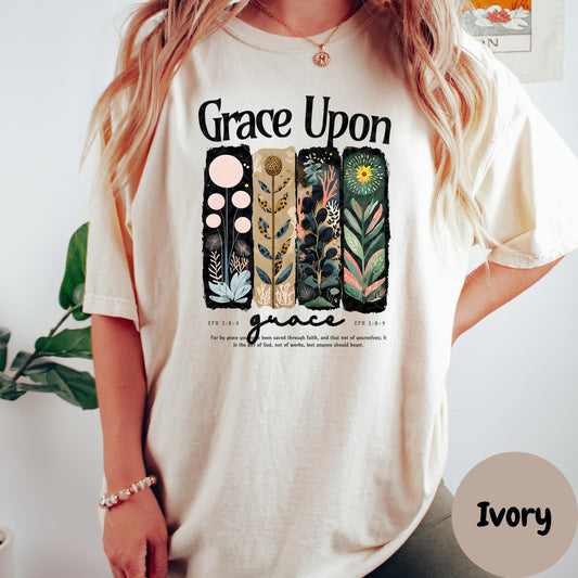 Grace Upon Grace Shirt, Ephesians 2:8 Tee, Comfort Colors® Christian Shirt, Faith Graphic Tee, Bible Verse Shirt, Grace Scripture Gift