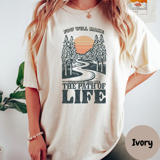 The Path of Life Shirt, Psalm Inspired Comfort Colors® Tee, Christian Sunset Shirt, Bible Verse Shirt, Faith Graphic Tee, Religious Gift