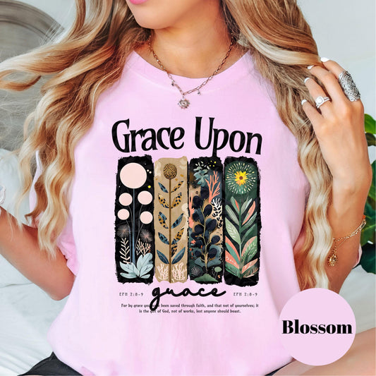 Grace Upon Grace Shirt, Ephesians 2:8 Tee, Comfort Colors® Christian Shirt, Faith Graphic Tee, Bible Verse Shirt, Grace Scripture Gift