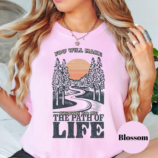 The Path of Life Shirt, Psalm Inspired Comfort Colors® Tee, Christian Sunset Shirt, Bible Verse Shirt, Faith Graphic Tee, Religious Gift