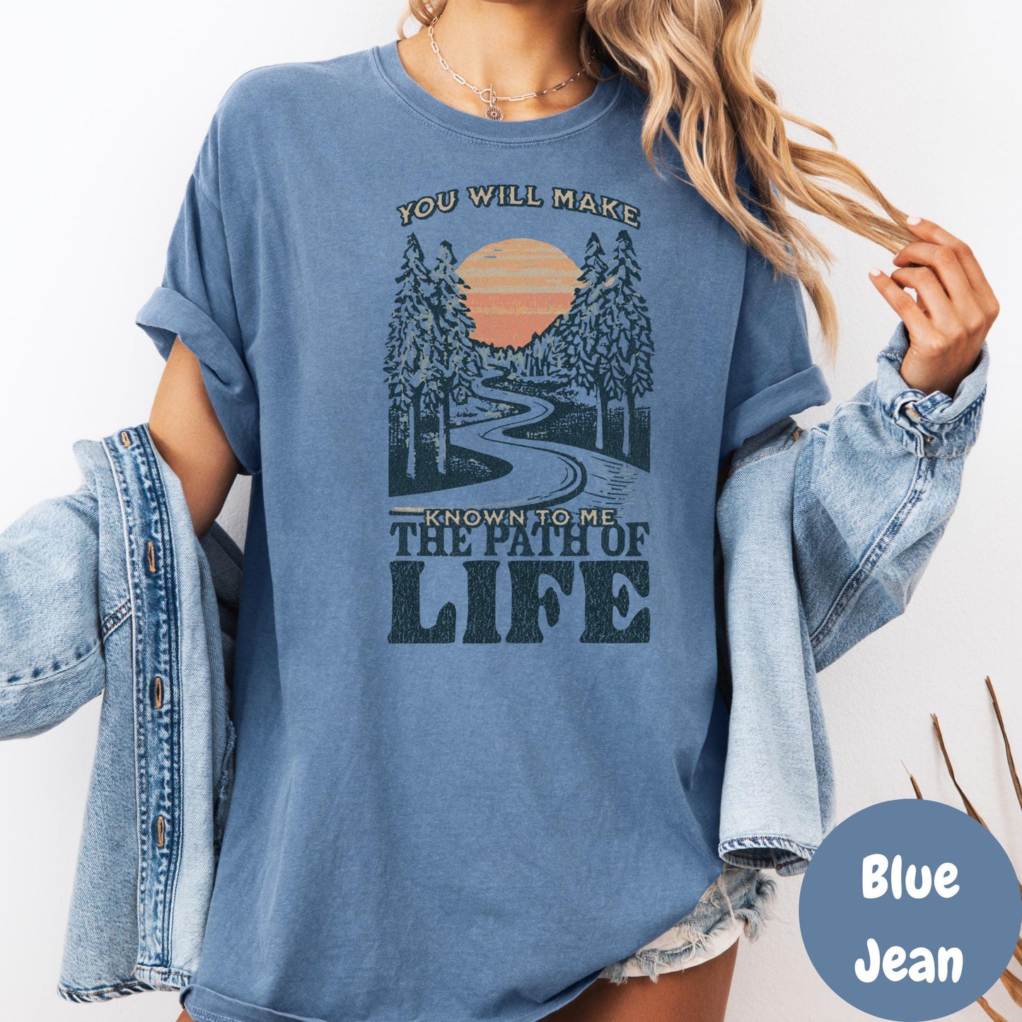 The Path of Life Shirt, Psalm Inspired Comfort Colors® Tee, Christian Sunset Shirt, Bible Verse Shirt, Faith Graphic Tee, Religious Gift