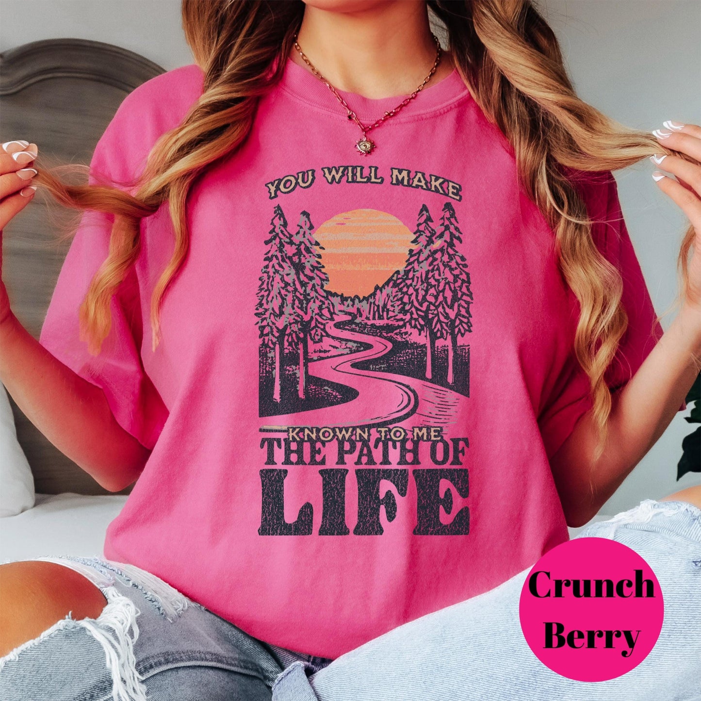 The Path of Life Shirt, Psalm Inspired Comfort Colors® Tee, Christian Sunset Shirt, Bible Verse Shirt, Faith Graphic Tee, Religious Gift