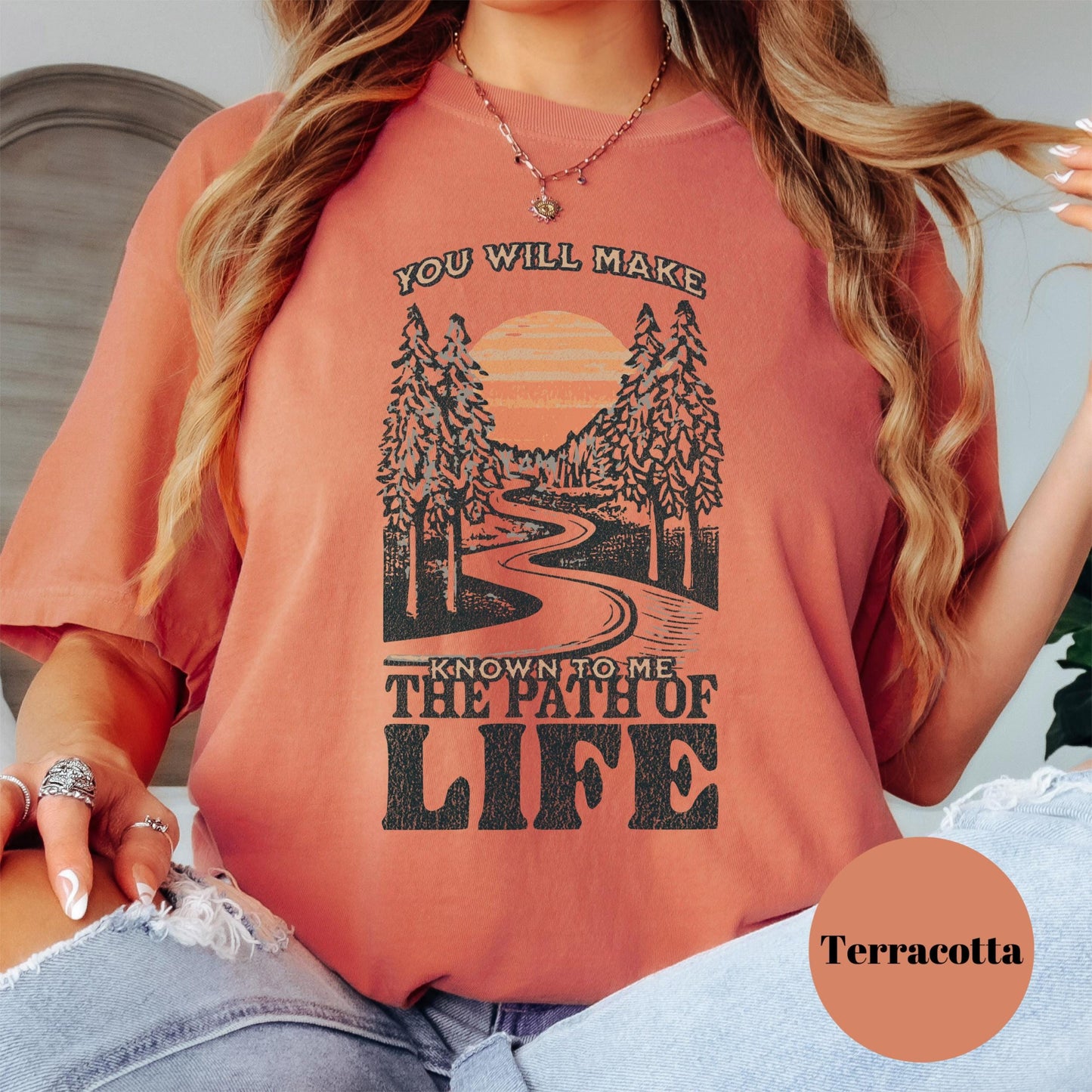 The Path of Life Shirt, Psalm Inspired Comfort Colors® Tee, Christian Sunset Shirt, Bible Verse Shirt, Faith Graphic Tee, Religious Gift
