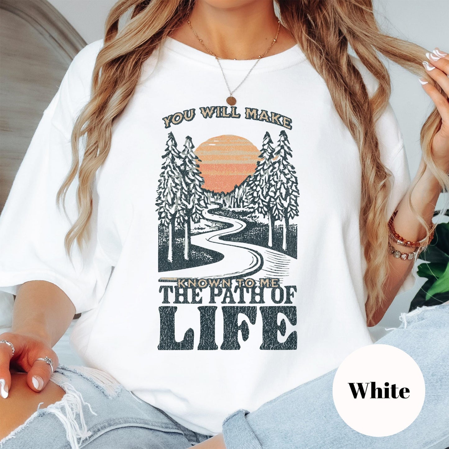 The Path of Life Shirt, Psalm Inspired Comfort Colors® Tee, Christian Sunset Shirt, Bible Verse Shirt, Faith Graphic Tee, Religious Gift