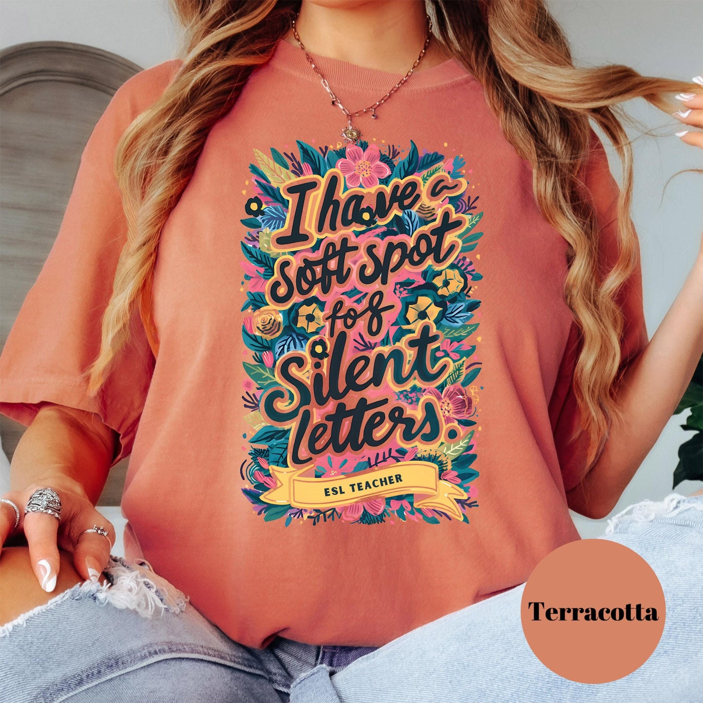 I Have a Soft Spot for Silent Letters Shirt, Funny ESL Teacher Comfort Colors® Tee, Colorful Language Arts Shirt, Grammar Gift