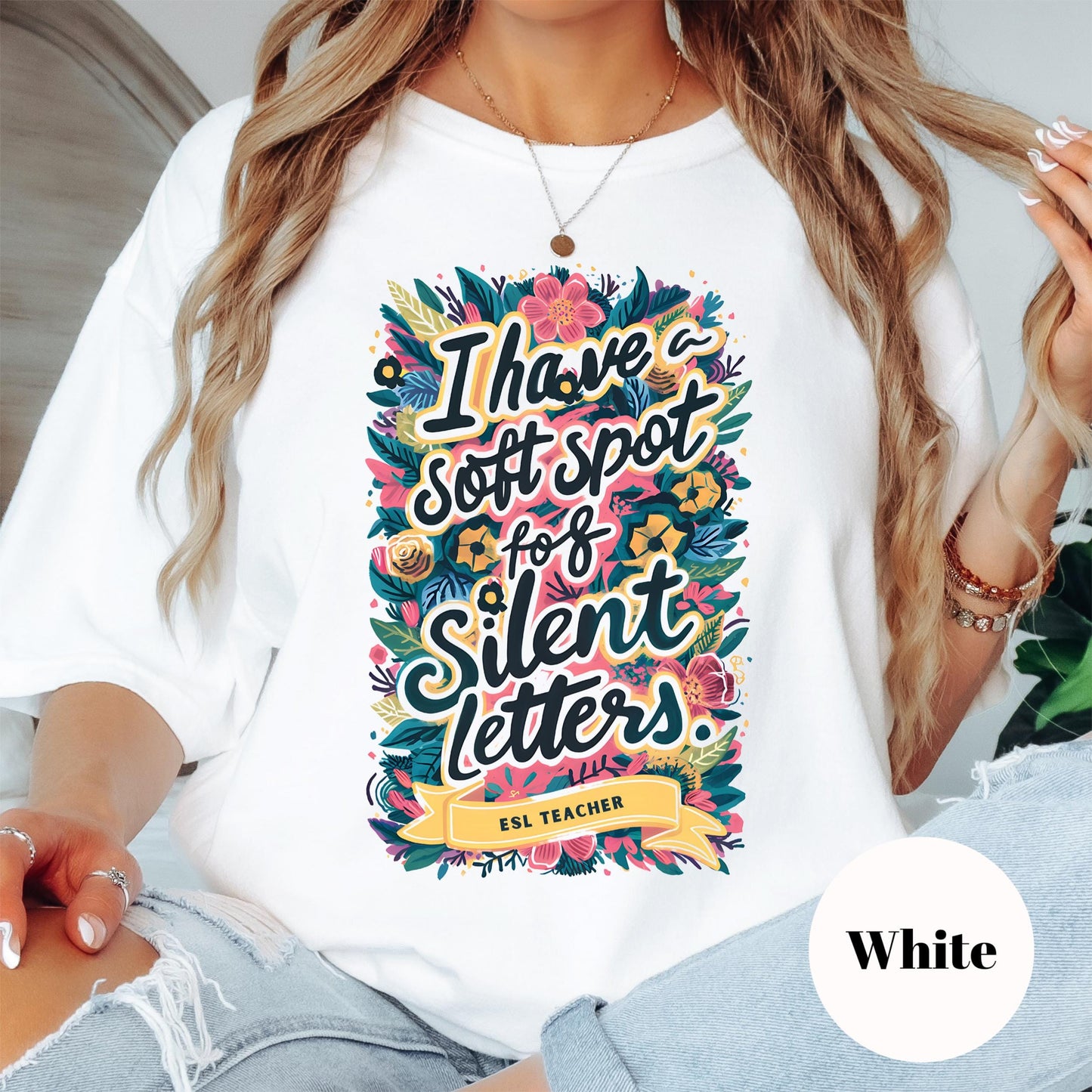 I Have a Soft Spot for Silent Letters Shirt, Funny ESL Teacher Comfort Colors® Tee, Colorful Language Arts Shirt, Grammar Gift