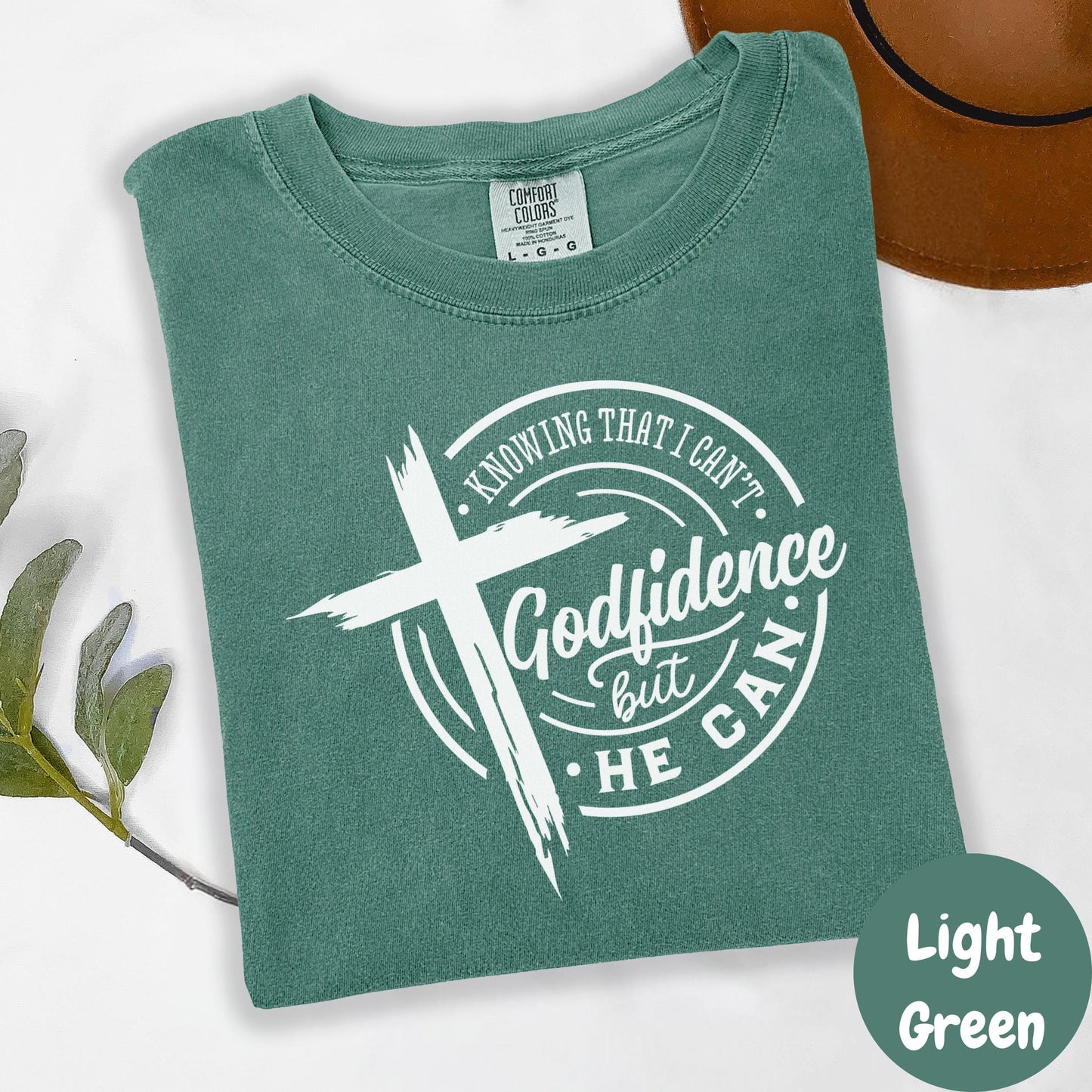 Godfidence Shirt for Women, Comfort Colors® Christian Tee, Inspirational Faith Shirt, Jesus Graphic Tee, Knowing I Can’t But He Can Shirt